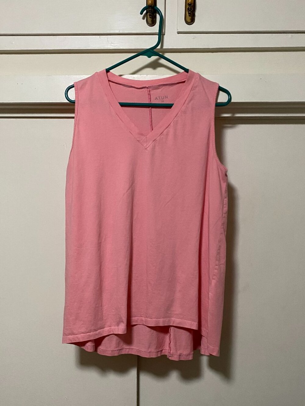 A.T.U.N. sleeveless, pink tank/tunic, size 1X